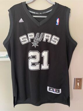 ADIDAS • RARE • Vtg Tim Duncan San Antonio Spurs Big Fundamental Jersey XL Black